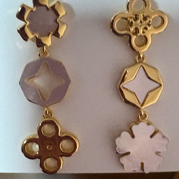 Tory Burch Kira Gold and Pink Drop Earrings - Picture 6 of 7